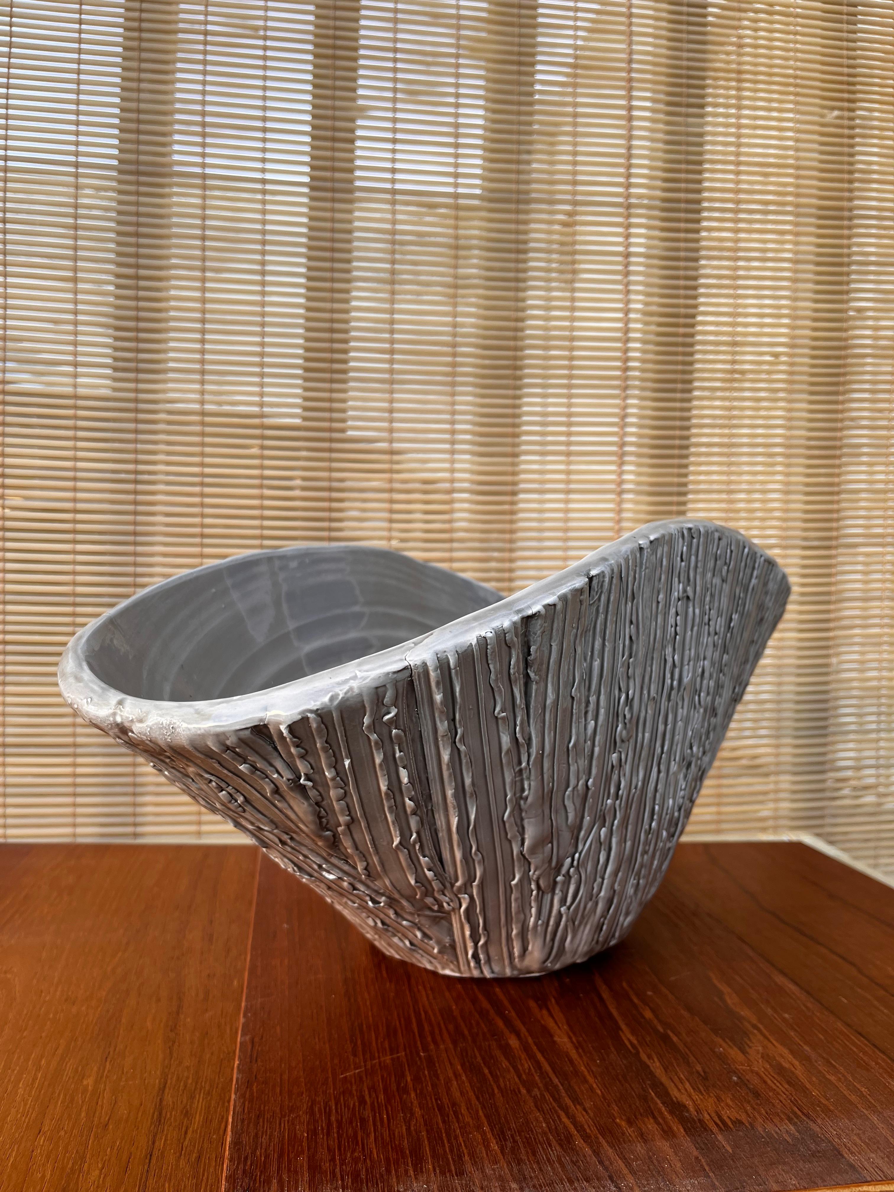Glazed Large Early 21st Century Textured Ceramic Bowl / Centerpiece by Abigails, Italy For Sale