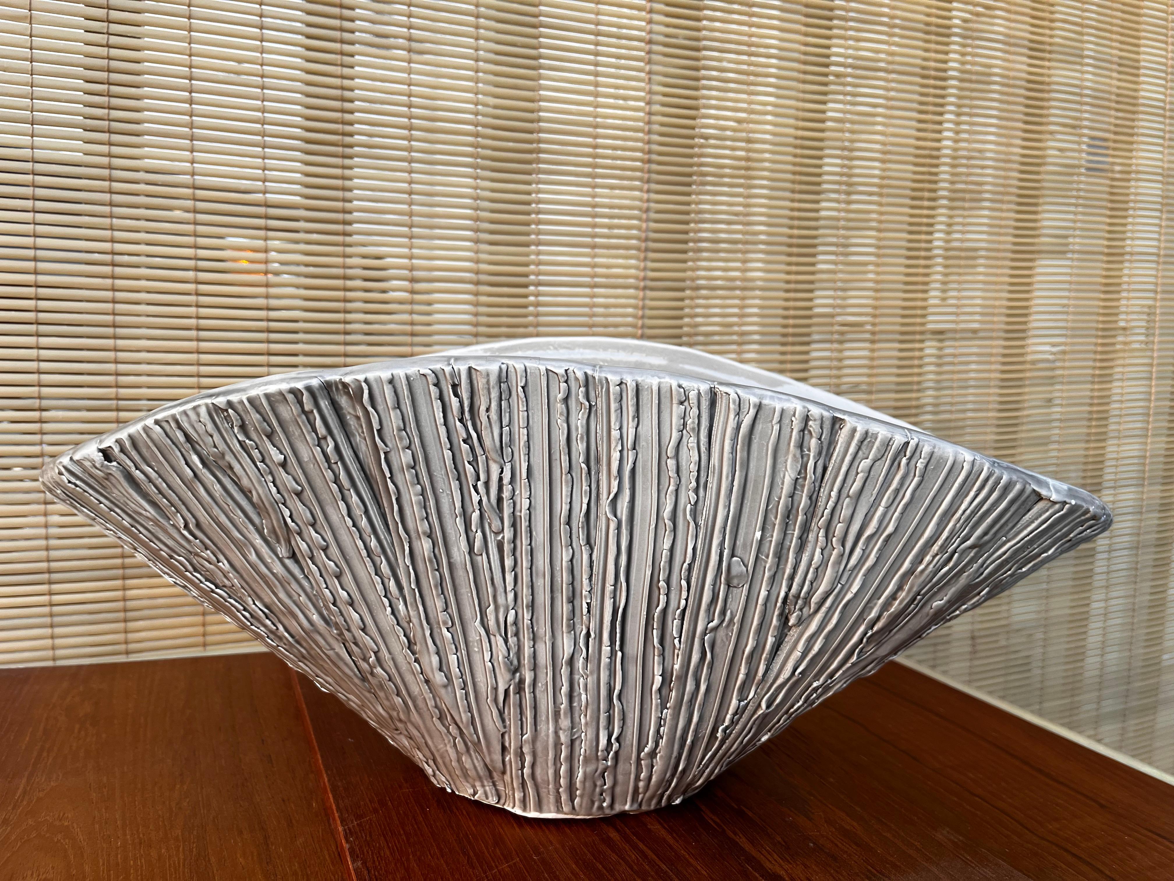 Contemporary Large Early 21st Century Textured Ceramic Bowl / Centerpiece by Abigails, Italy For Sale