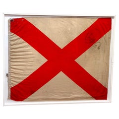 Large Early Alabama State Flag, Cotton Bunting, 1895–1918 Spanish–American War