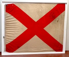 Large Early Alabama State Flag, Cotton Bunting, 1895–1918 Spanish–American War