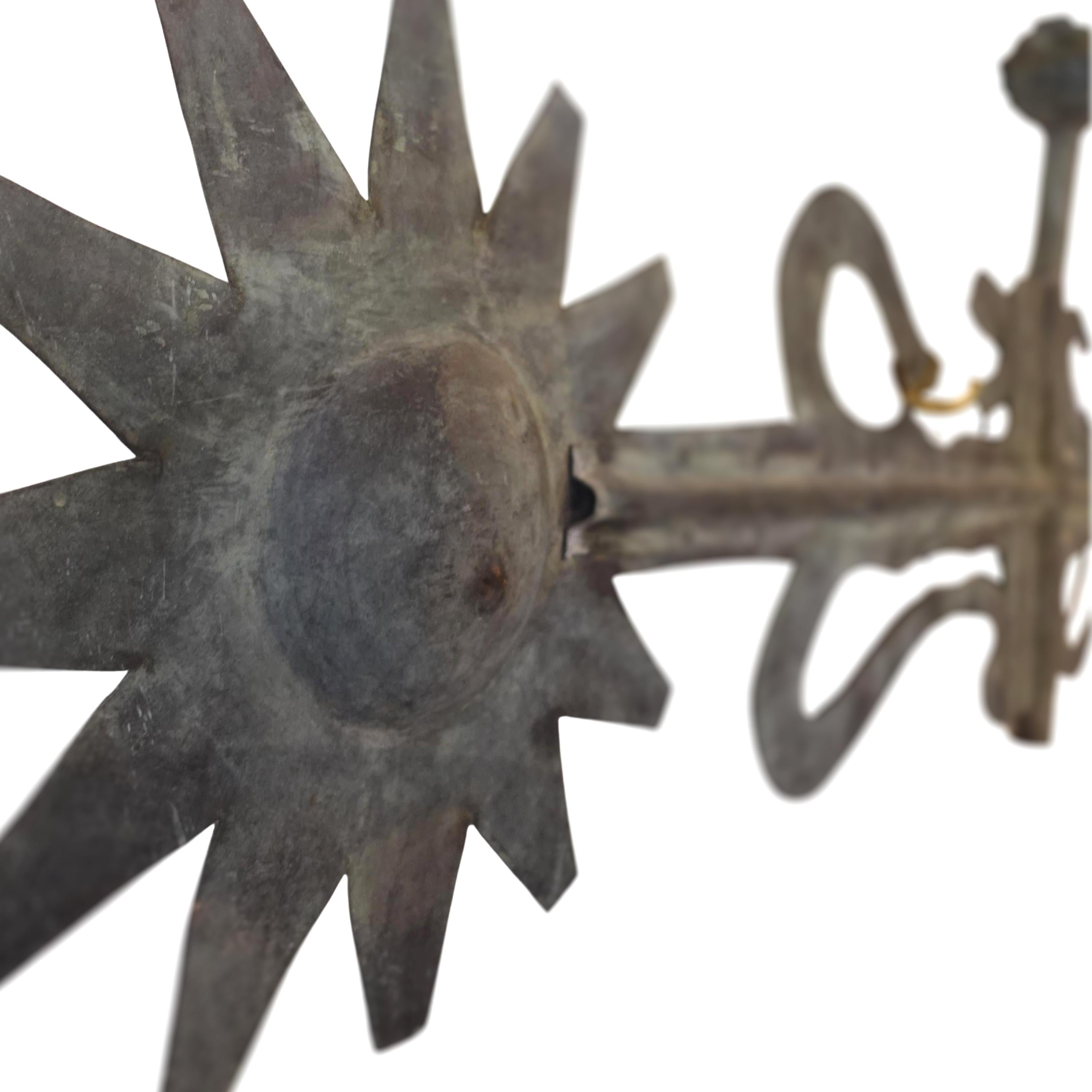 Folk Art Large early American Antique Copper Bannerette Weather Vane For Sale