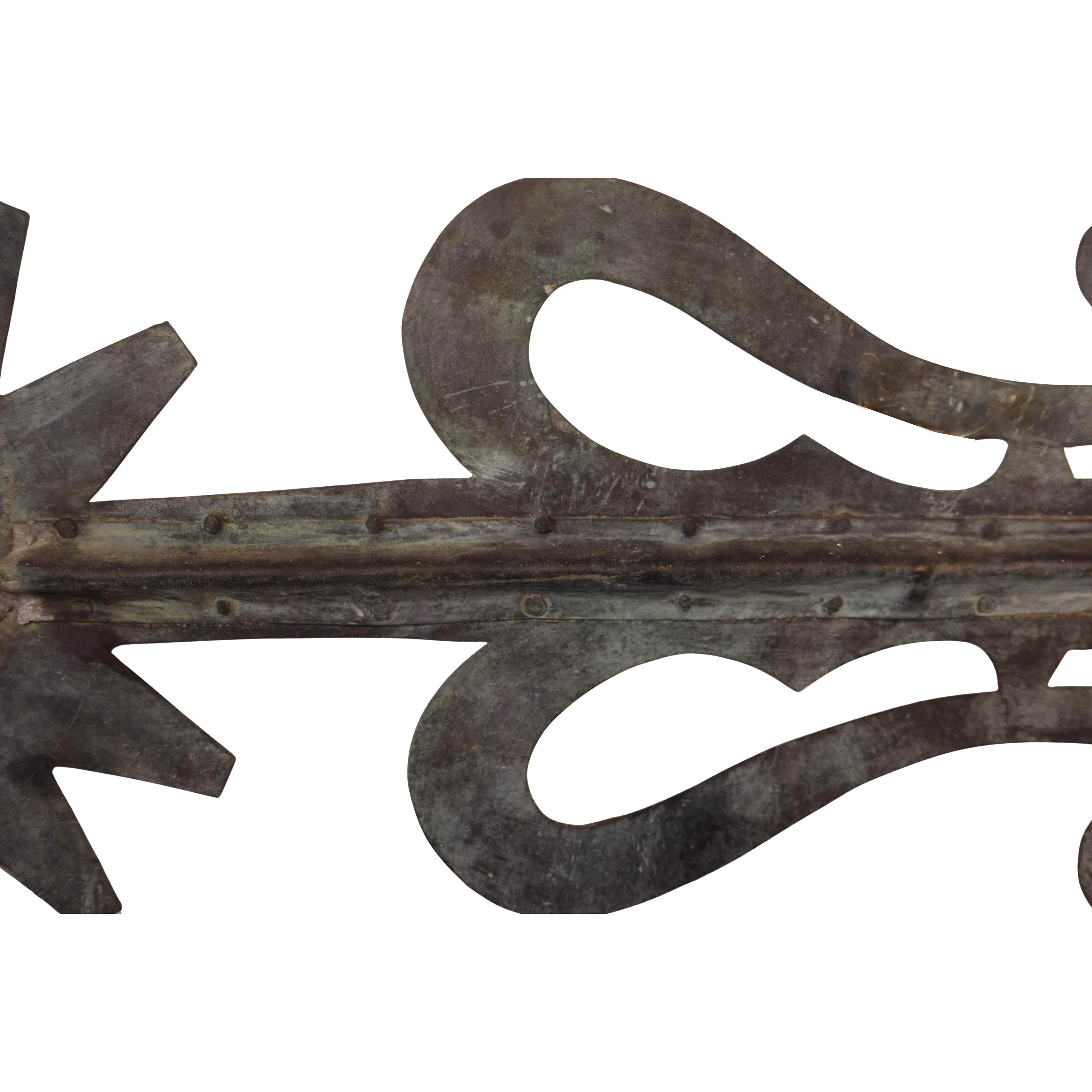 Hand-Crafted Large early American Antique Copper Bannerette Weather Vane For Sale