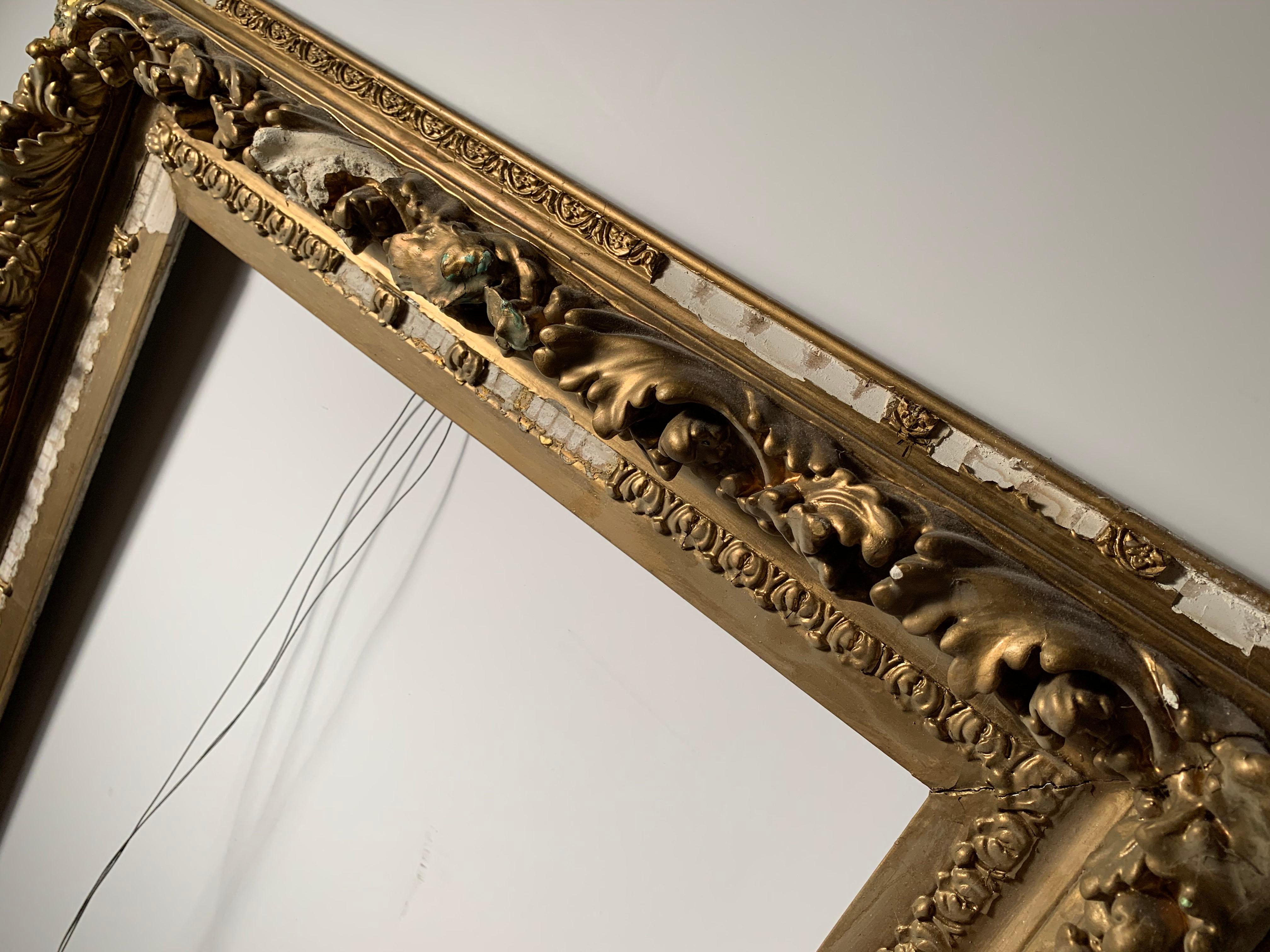 Large Early Antique Gilt / Gilded French Mirror / Art Frame For Sale 1