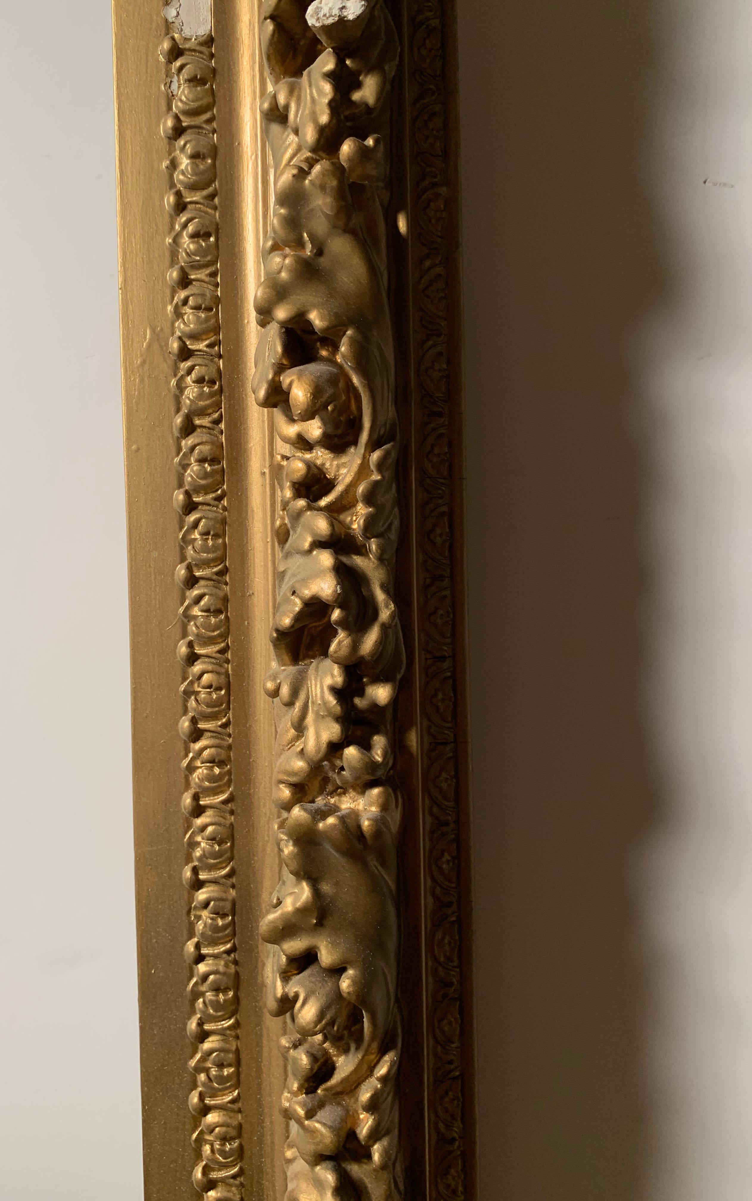 Large Early Antique Gilt / Gilded French Mirror / Art Frame In Distressed Condition For Sale In Chicago, IL