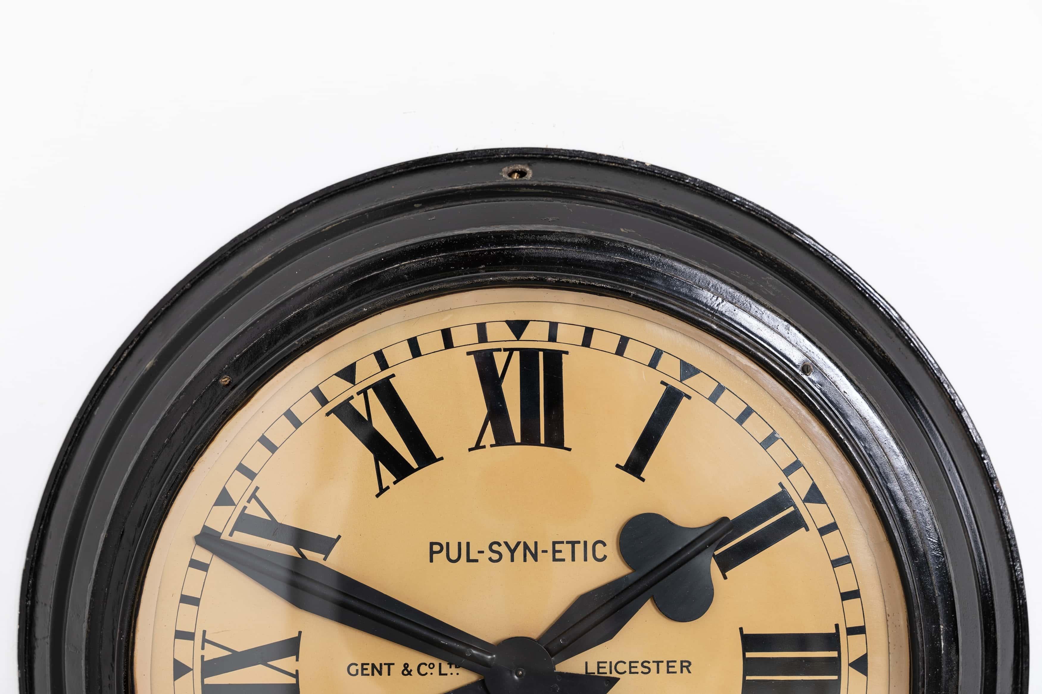 Large Early Antique Industrial Metal Gents of Leicester Wall Clock, c