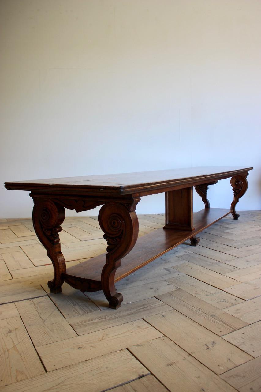 A very good quality and with a lovely color, early 19th century French period , walnut dining table, with a lovely design and great proportions that will make a statement in most settings.
This table will also work as a large centre table or