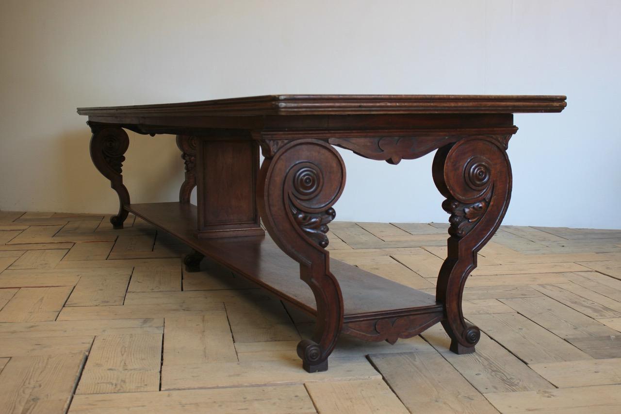 Large Early 19th Century French Walnut Dining Table 1