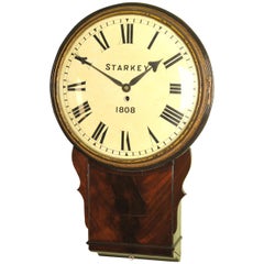 Large Early Convex Wooden Dial Clock
