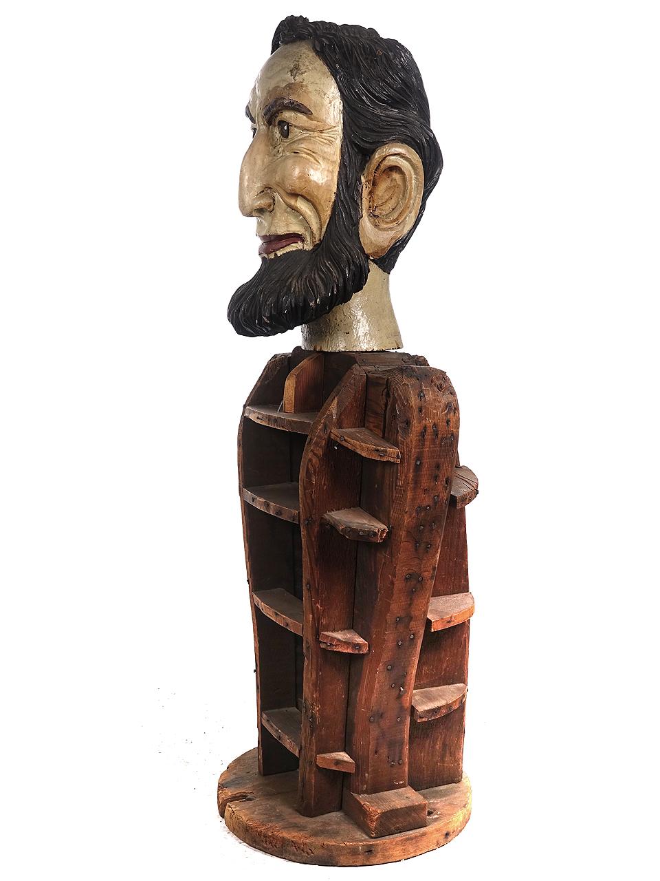 Wood Large Early Folk Art Lincoln For Sale