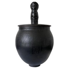 Large Early Unique Glazed and Sculpted Ceramic Vessel Mary and Edwin Scheier