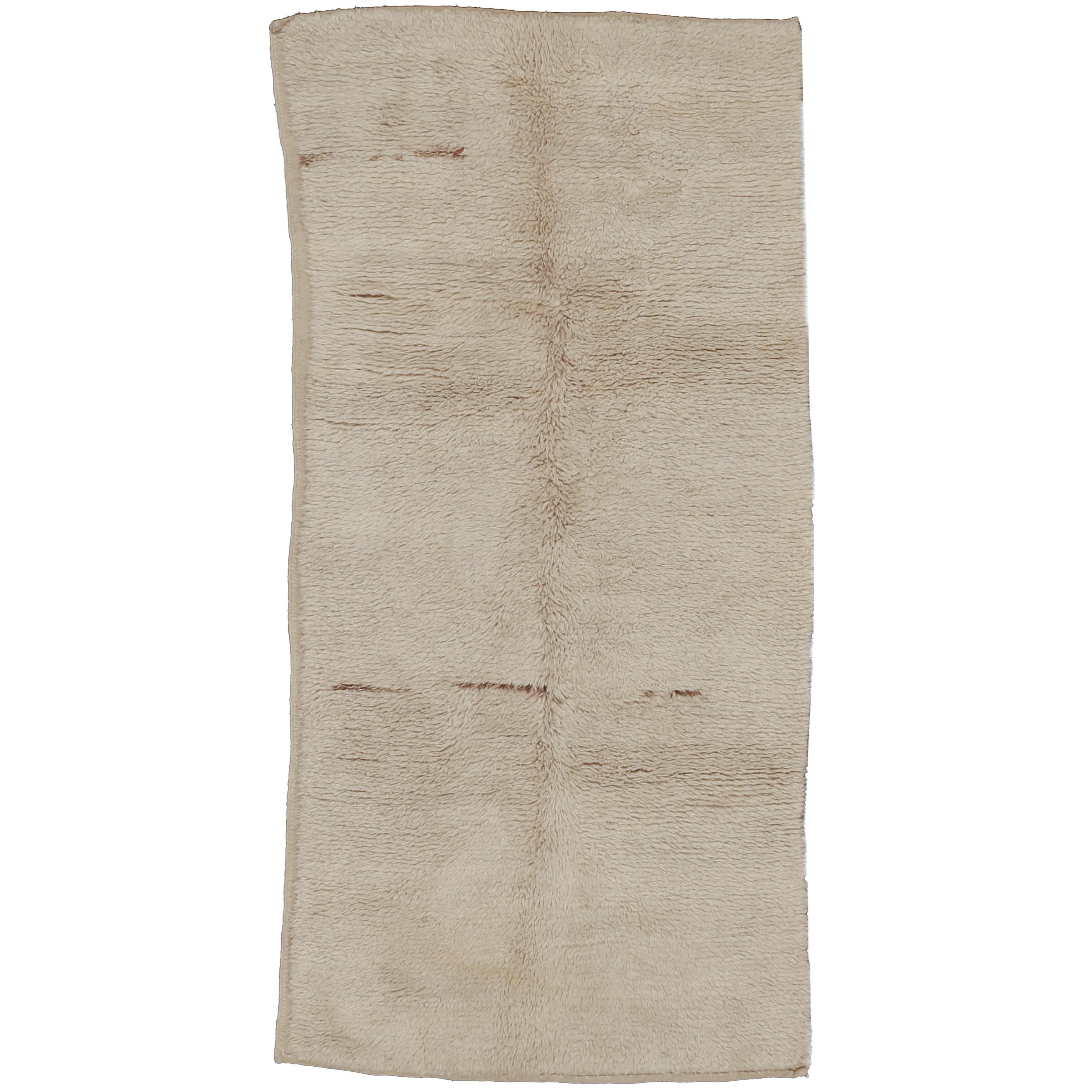 Large Early Ivory Minimal Tulu Rug For Sale