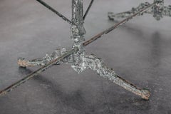 Large Early Marble and Cast Iron Garden Table From France, Circa 1880