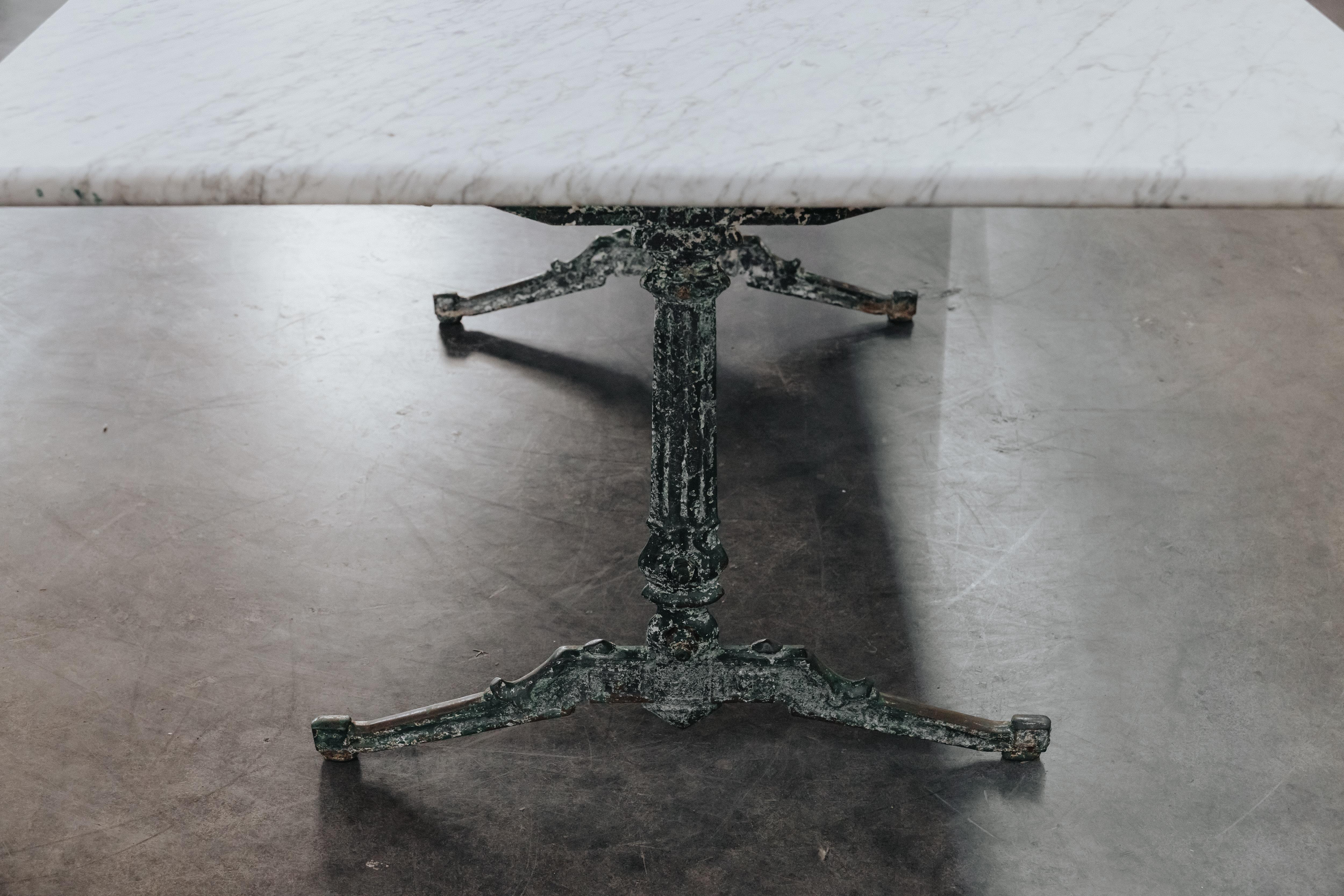 Large Early Marble and Cast Iron Garden Table From France, Circa 1880 For Sale 2