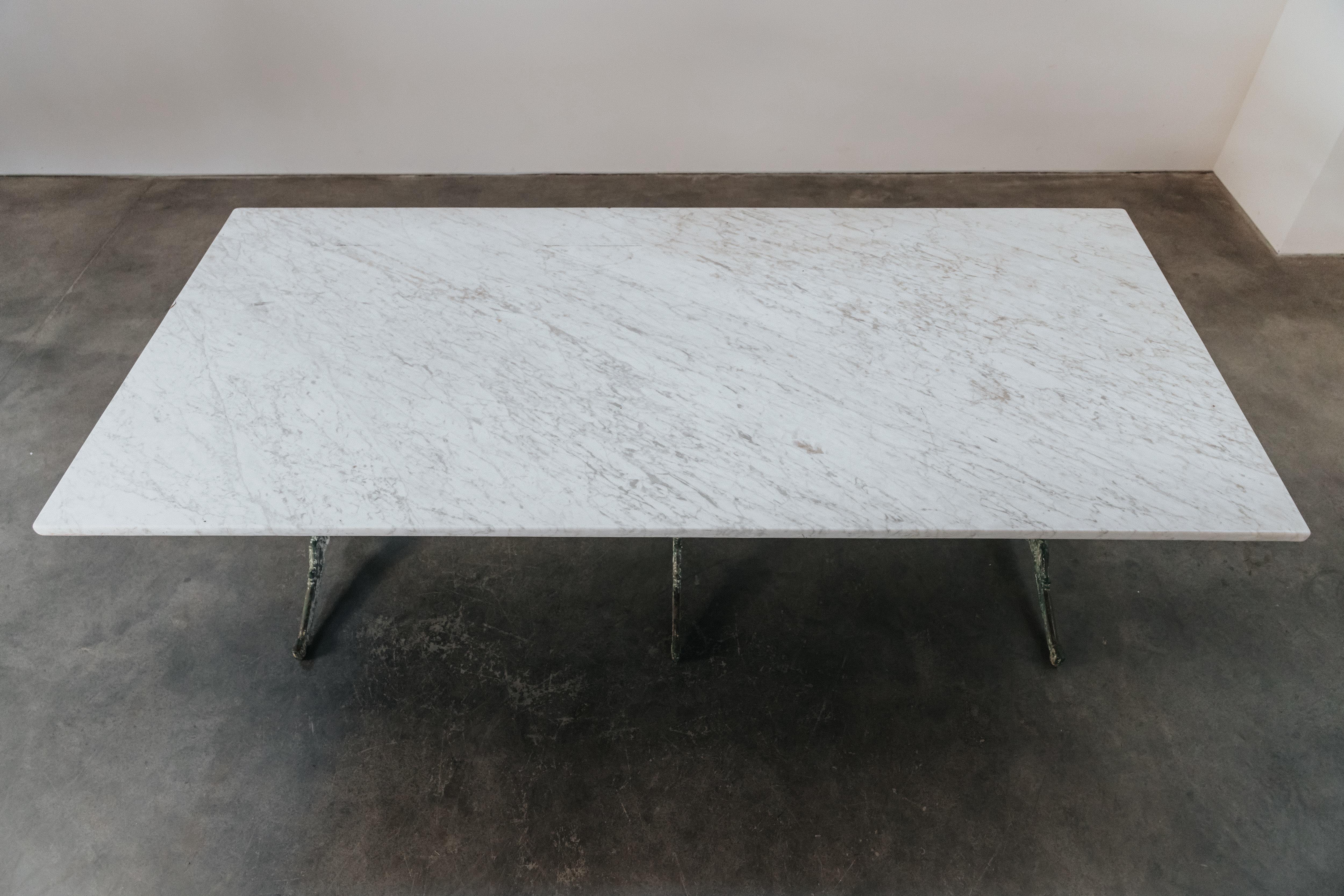 Large Early Marble and Cast Iron Garden Table From France, Circa 1880 For Sale 4