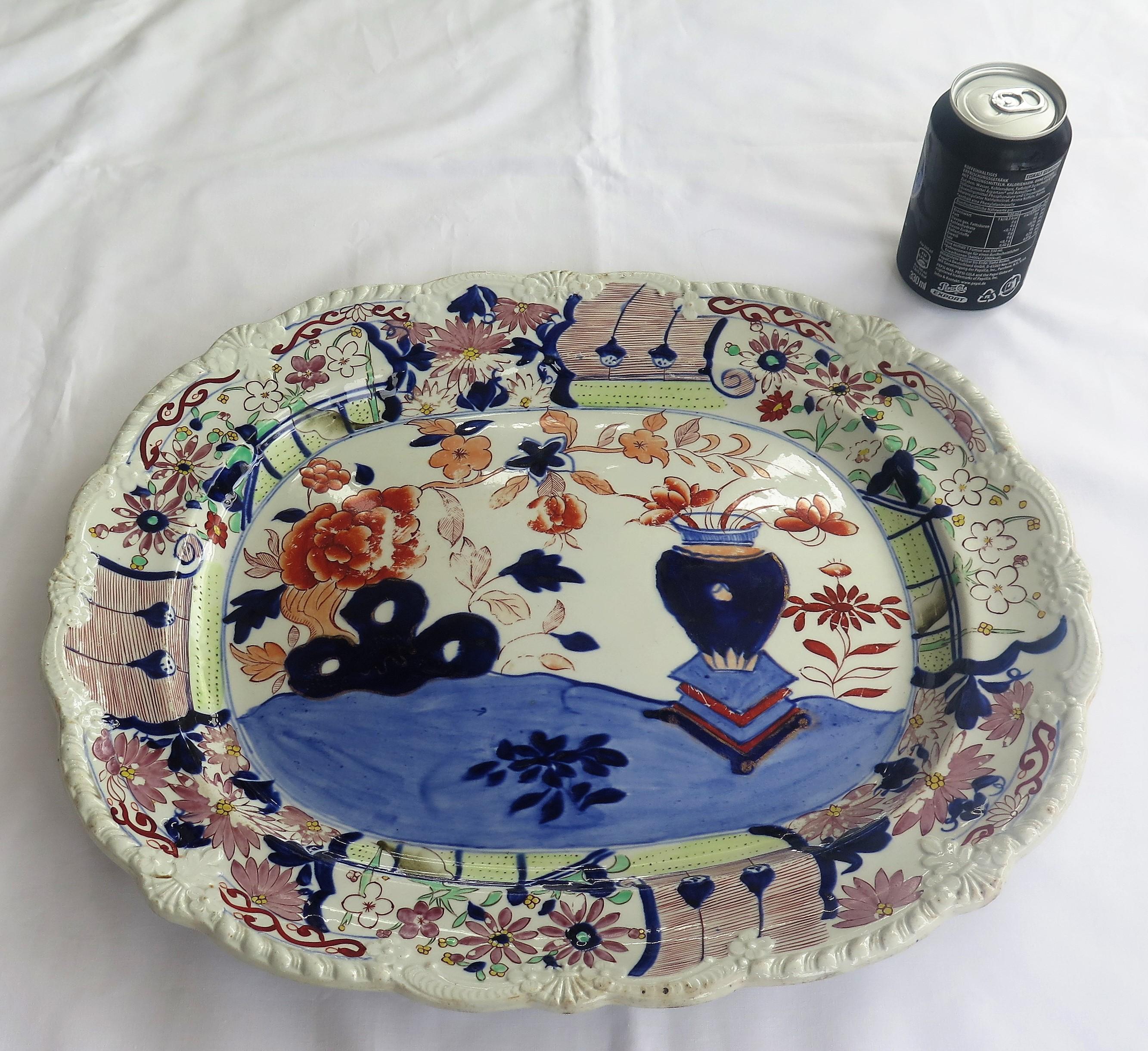 Georgian Mason's Ironstone Large Platter in Vase and Rock Pattern, Circa 1815 6