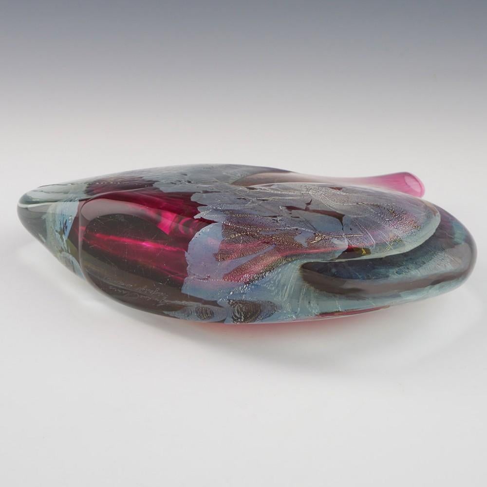 Art Glass Large Early Michael Harris Azurene Fish Vase 1981-2