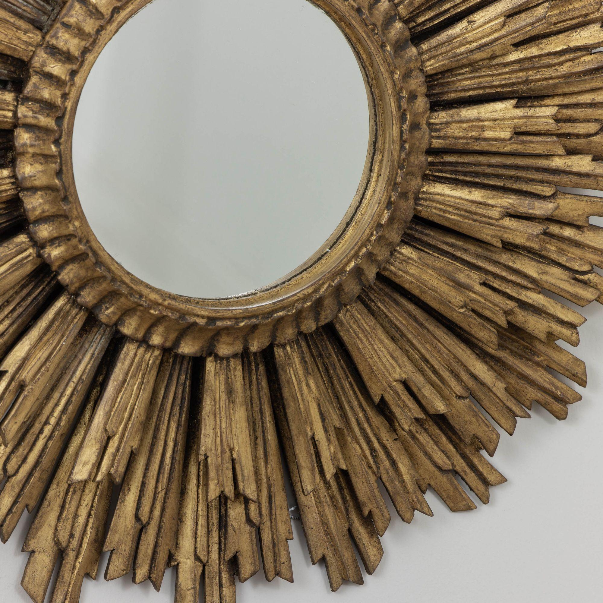 Large Early -Mid 20th c. French Art Deco Giltwood Sunburst Mirror For Sale 1
