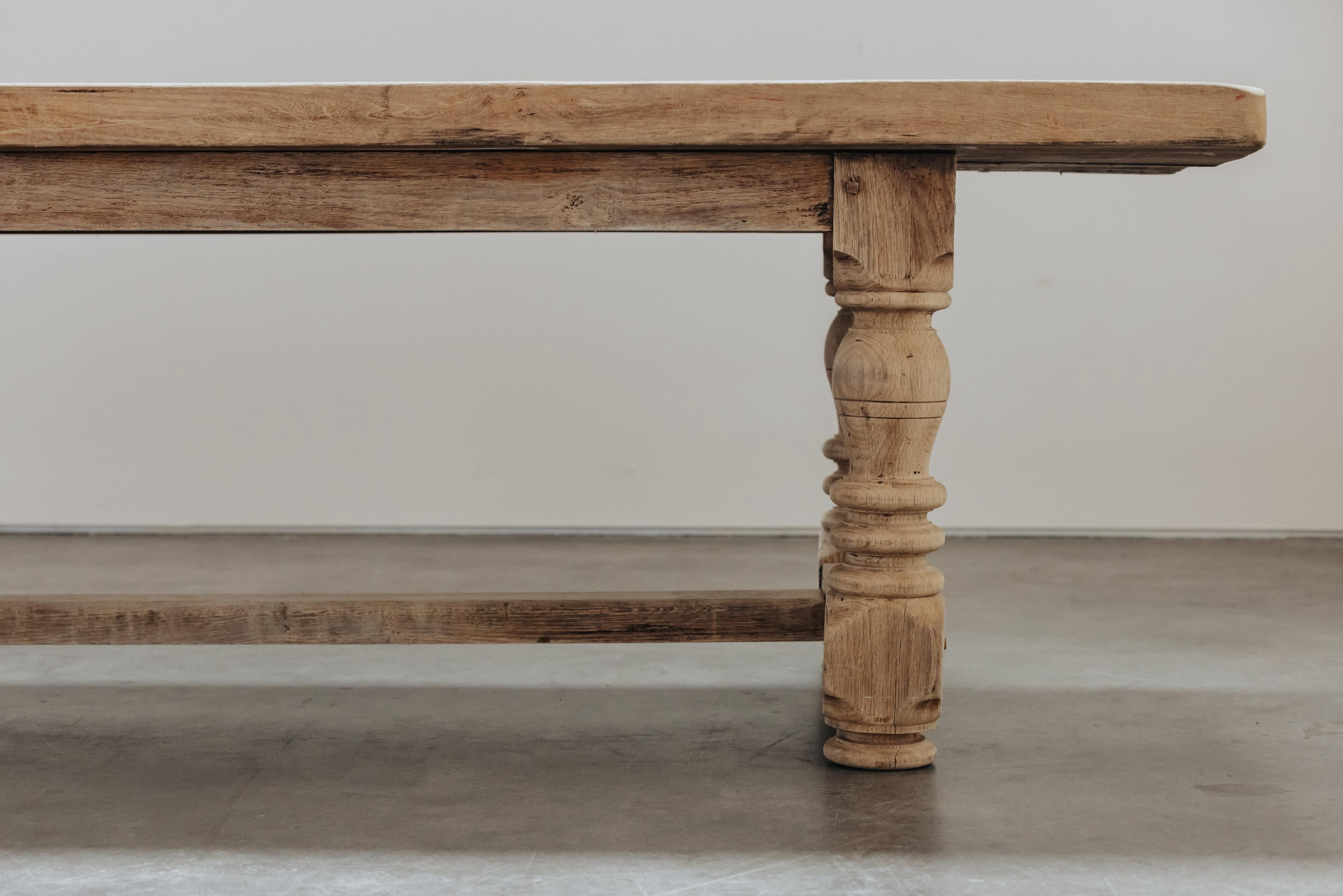 Large Early Oak Dining Table From France, Circa 1940 In Good Condition For Sale In Nashville, TN