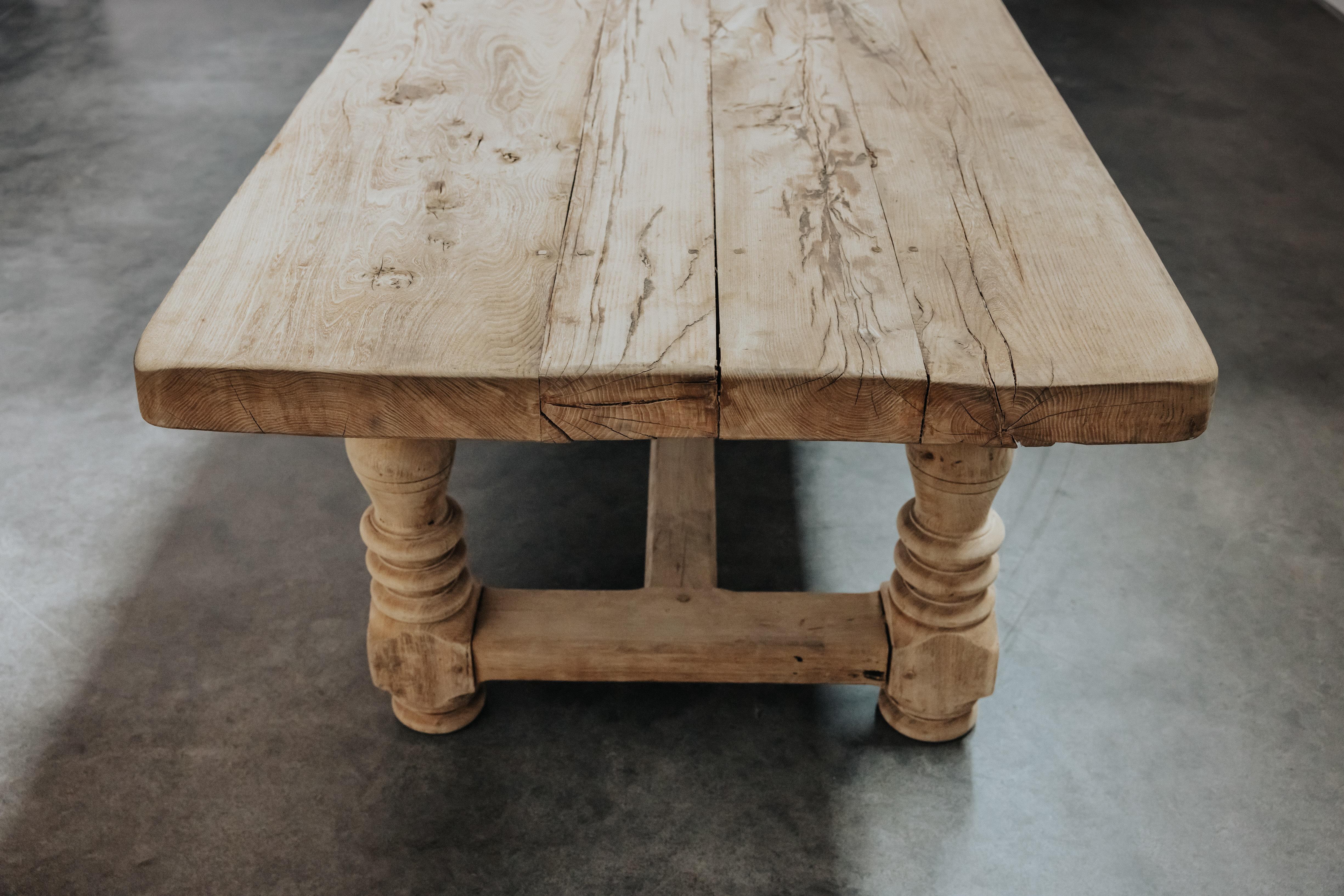 Large Early Oak Dining Table From France, Circa 1940 For Sale 1