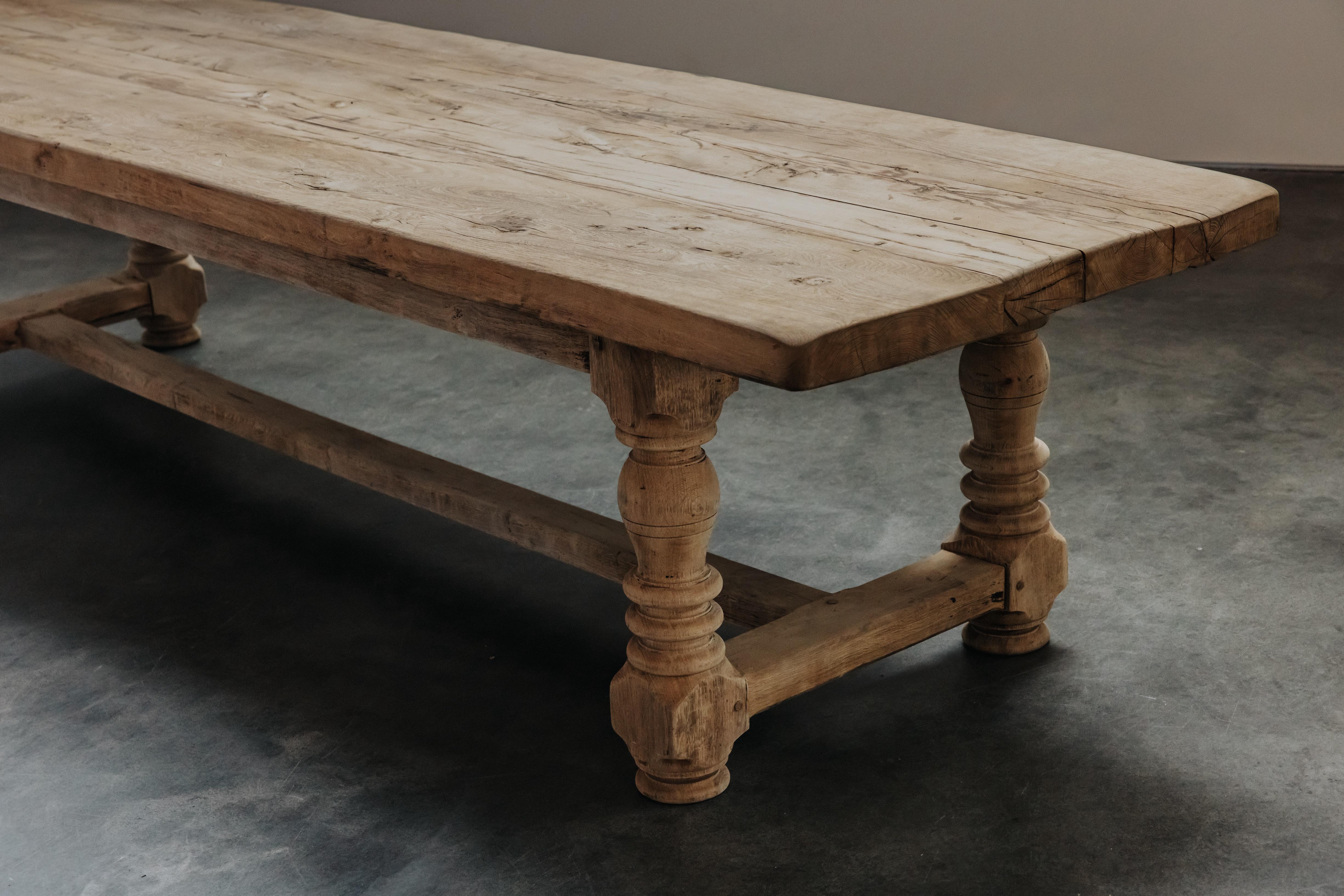 Large Early Oak Dining Table From France, Circa 1940 For Sale 2