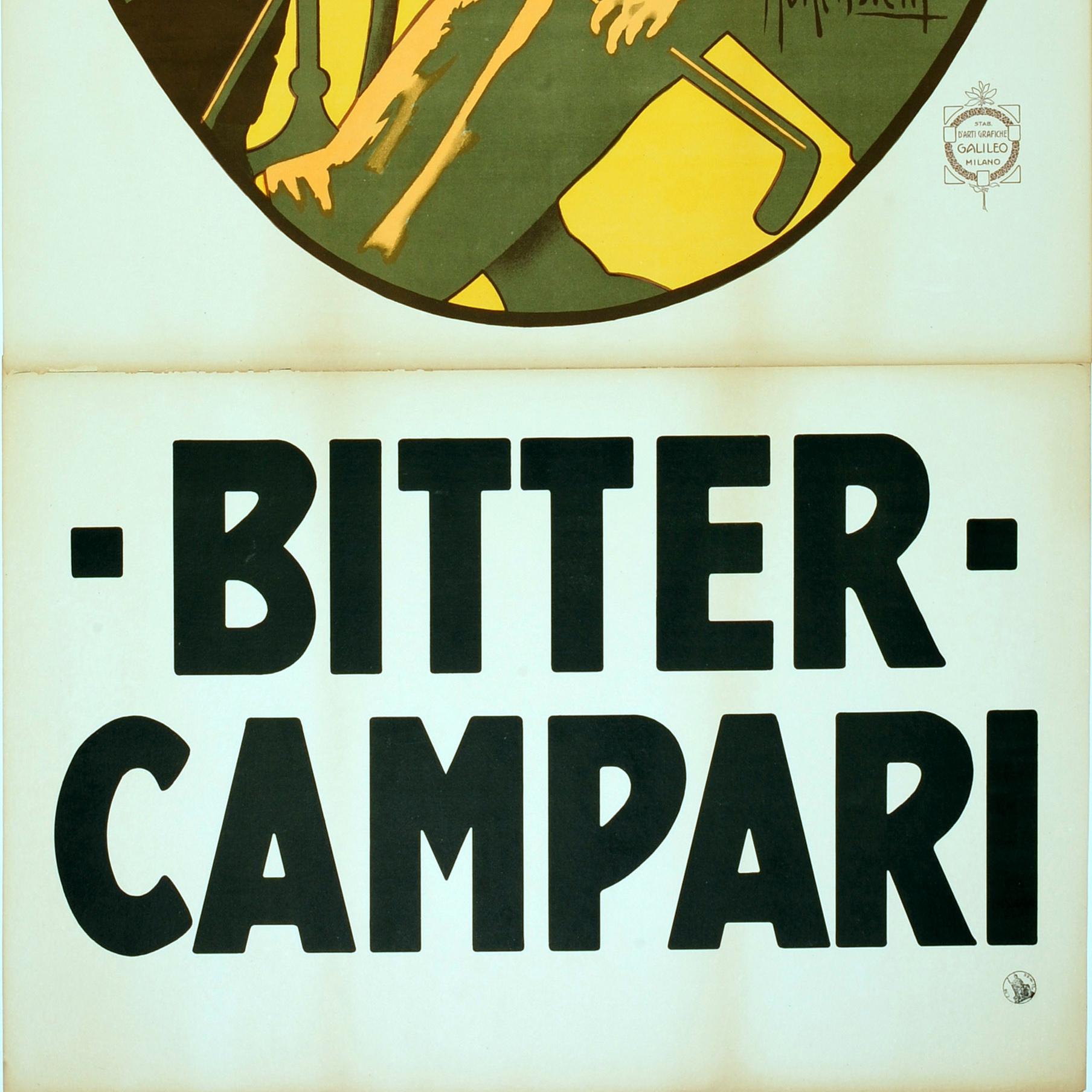 Großes frühes Original-Antike Getränke-Werbeplakat - Bitter Campari-Aperitif im Zustand „Gut“ im Angebot in London, GB