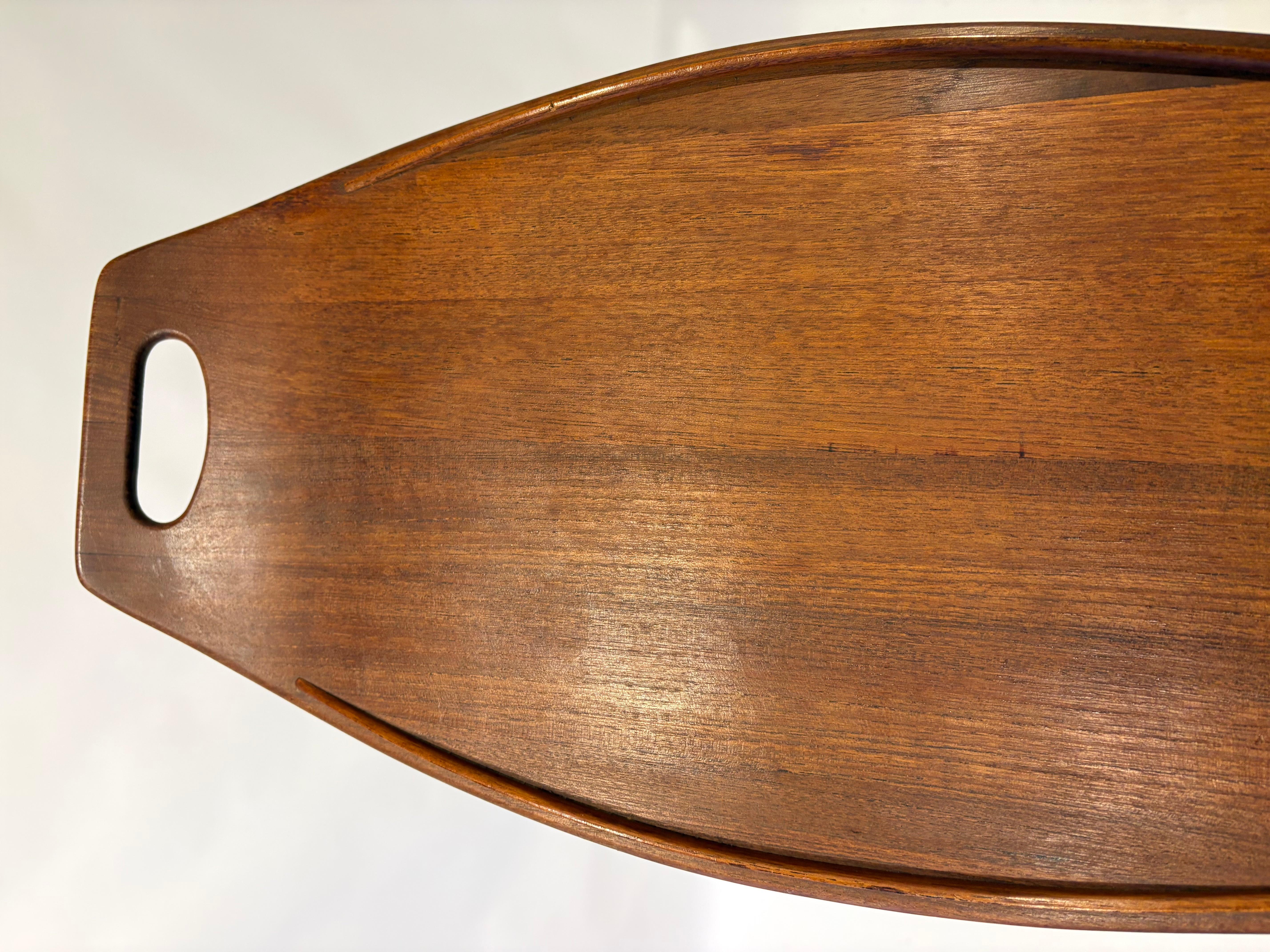 Large Early Stamp Jens Quistgaard for Dansk Staved Teak Serving Tray For Sale 9
