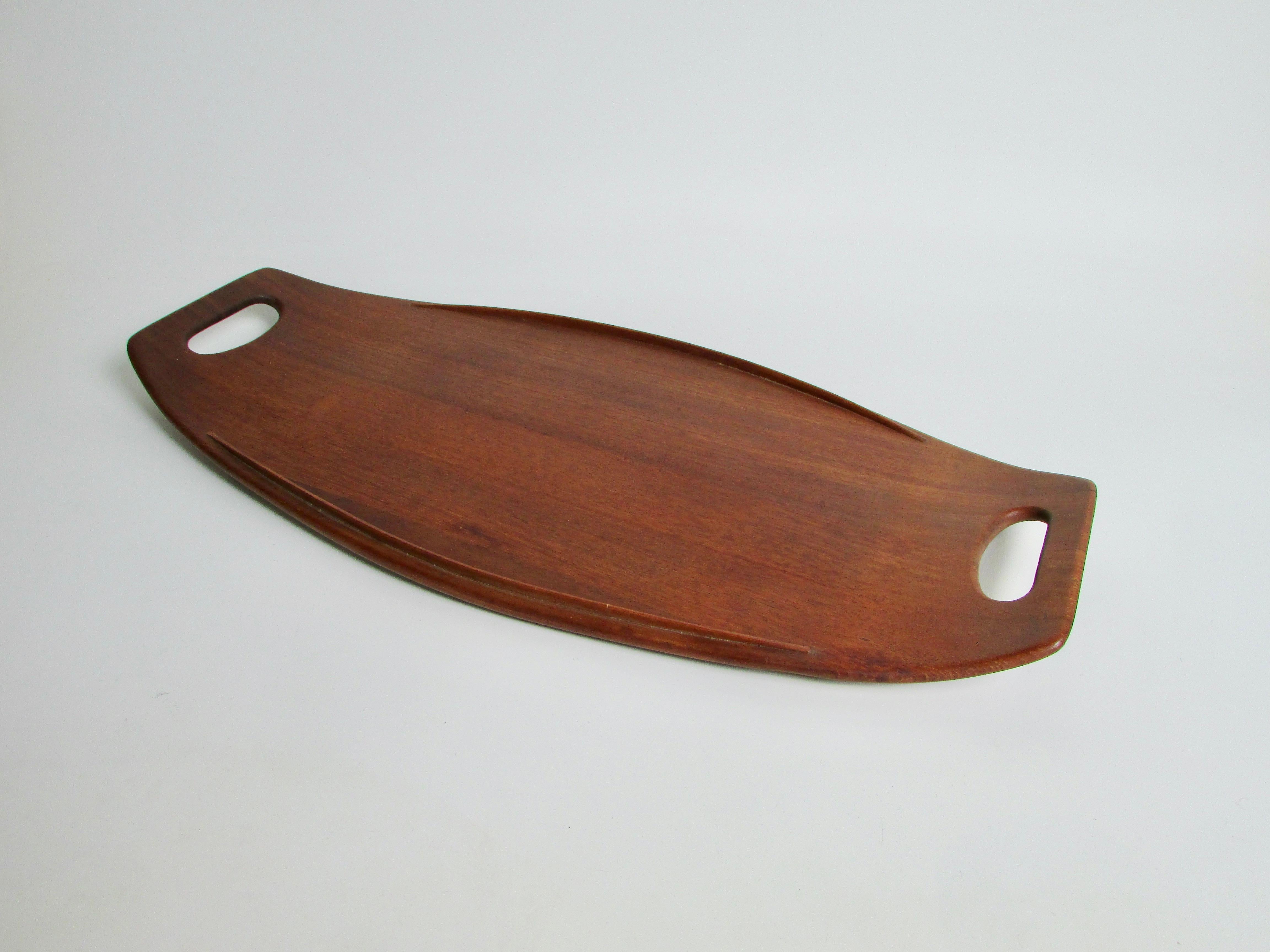 20th Century Large Early Stamp Jens Quistgaard for Dansk Staved Teak Serving Tray For Sale