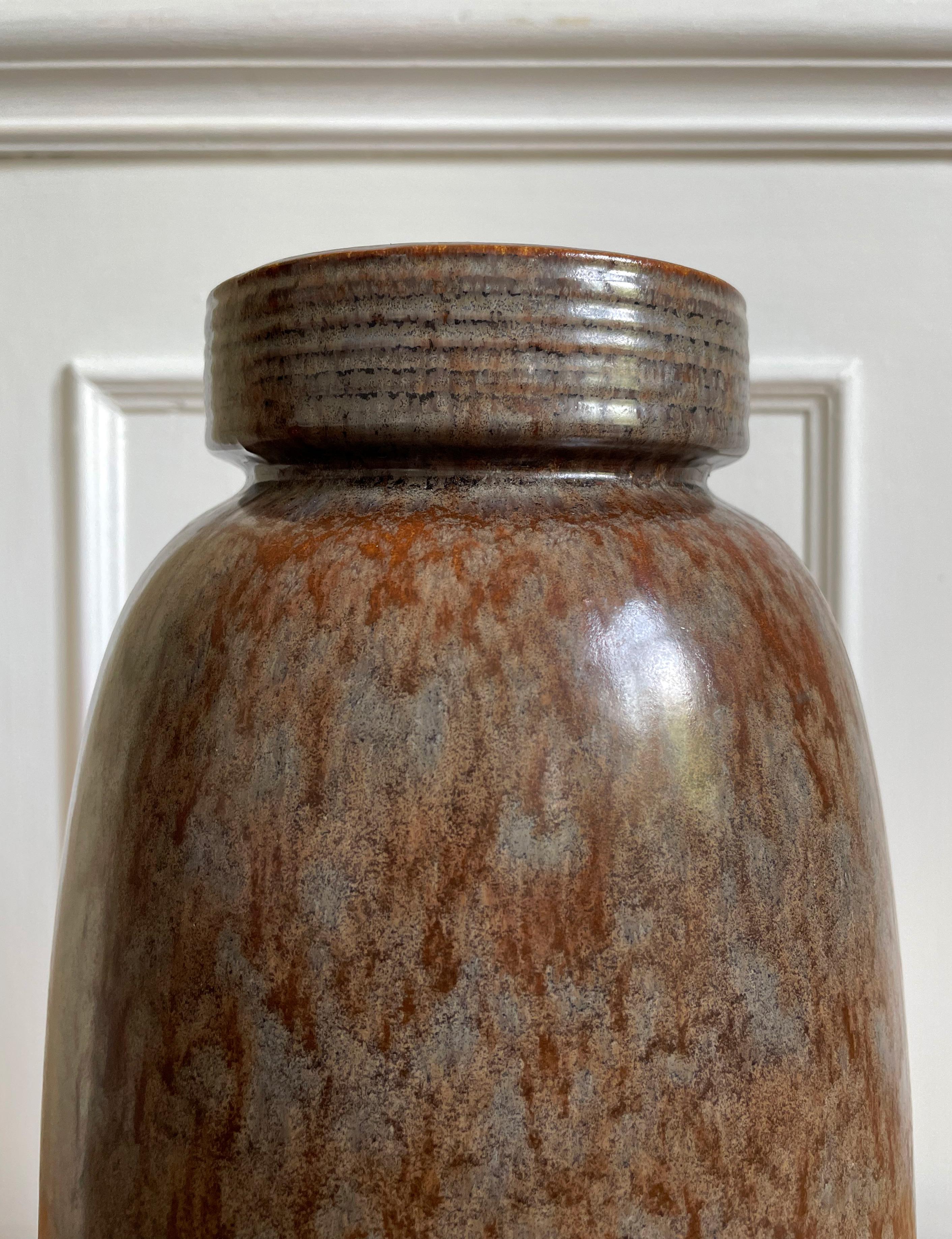 Glazed Large Earth Colored Ceramic Floor Vase, 1960s
