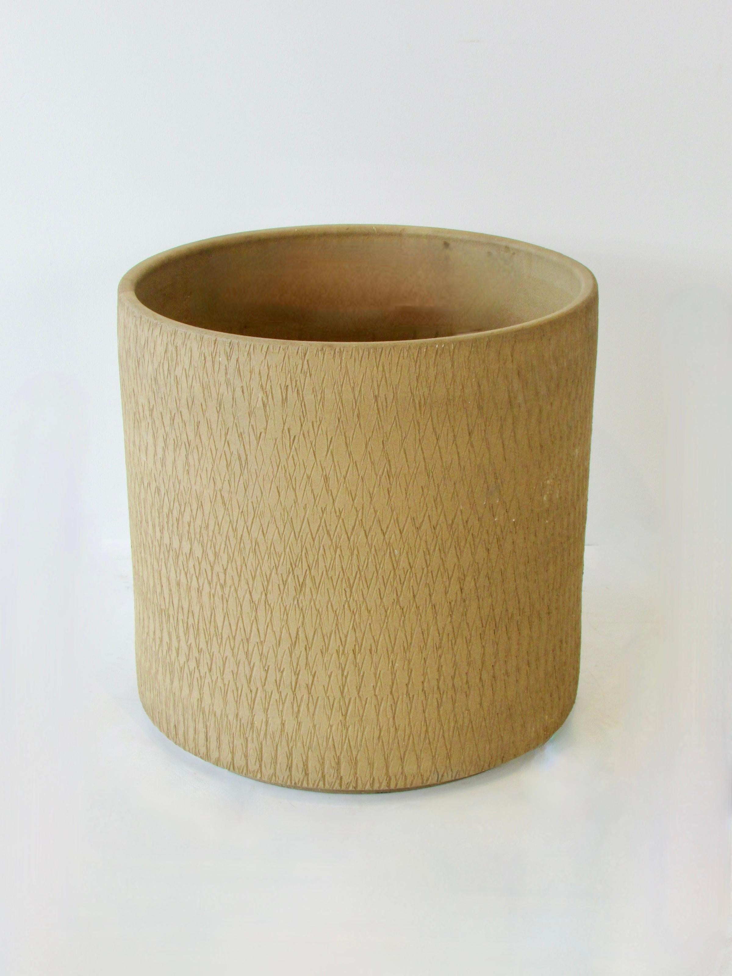 Mid-Century Modern Large Earth Tone Gainey Planter Pot with Organic Sgrafitto Design