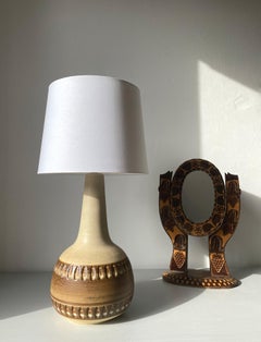 Tall Danish Modern Earth Toned Stoneware Søholm Lamp, 1960s