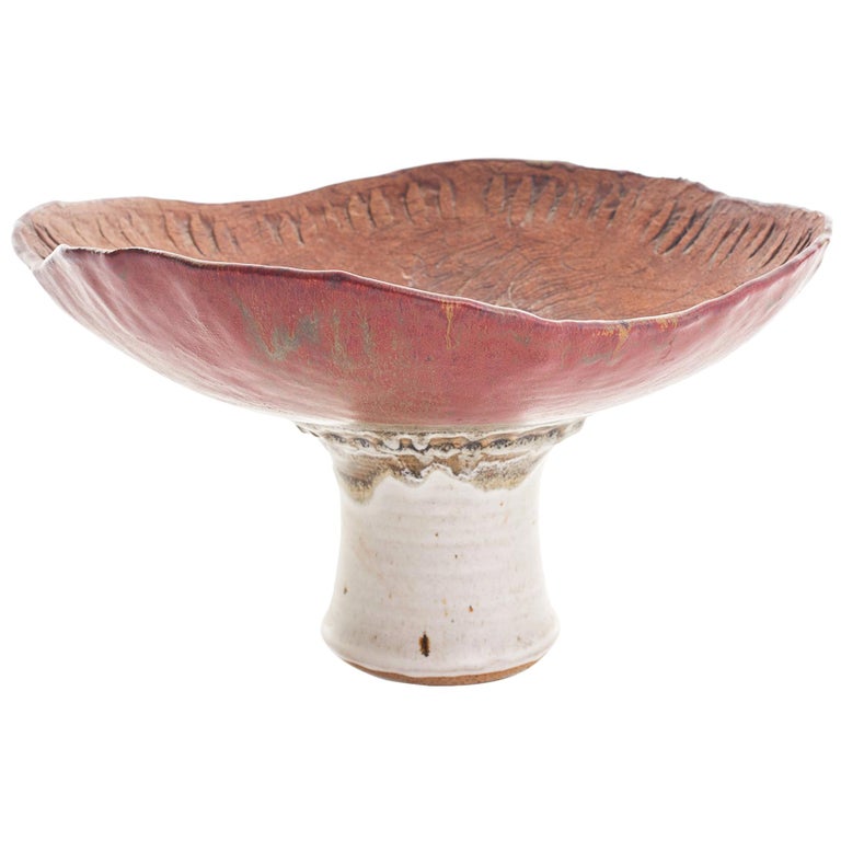Large Earthen Pottery Pedestal Bowl at 1stDibs