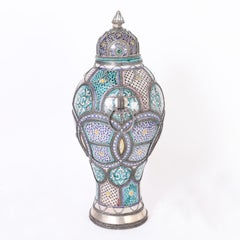 Large Earthenware and Metal Moroccan Lidded Urn