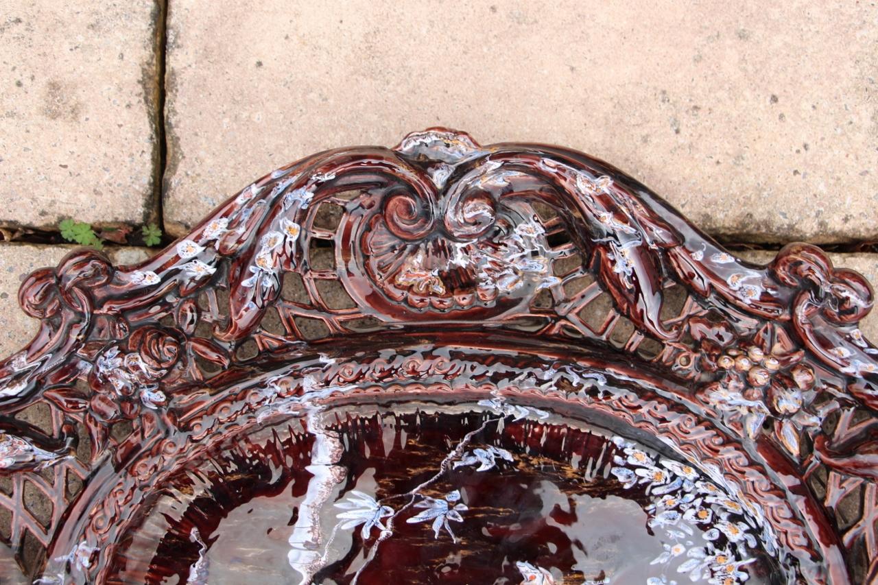 XIXe siècle Large Earthenware Platter From Saint-clément And Emile Gallé en vente