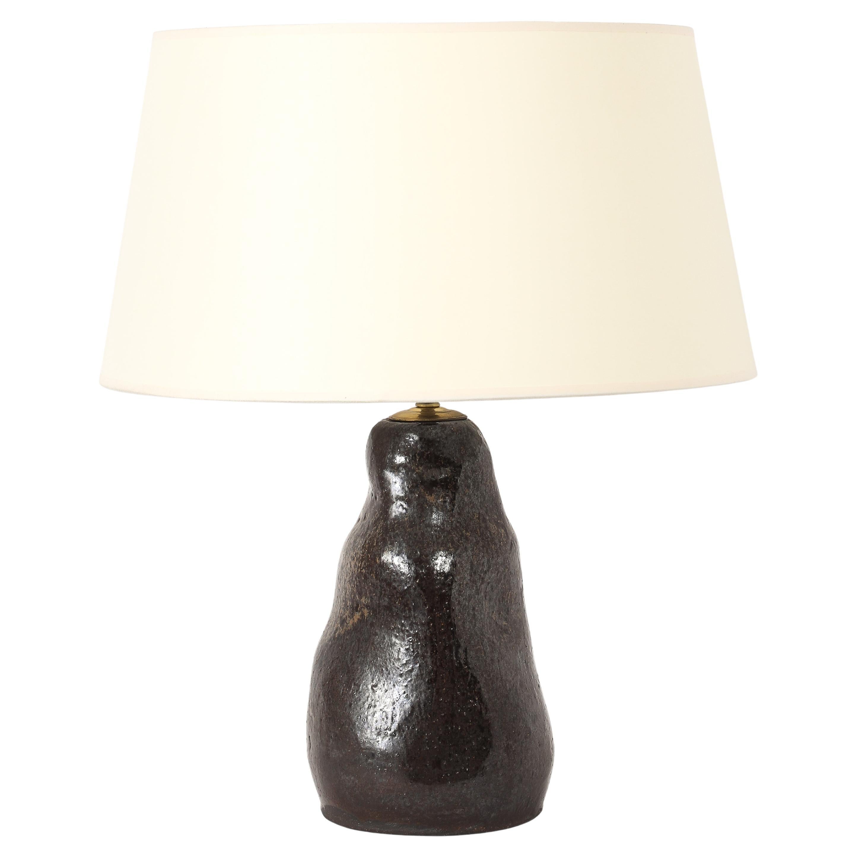 Gran lámpara de sobremesa de barro nº 1, Bélgica Años 50