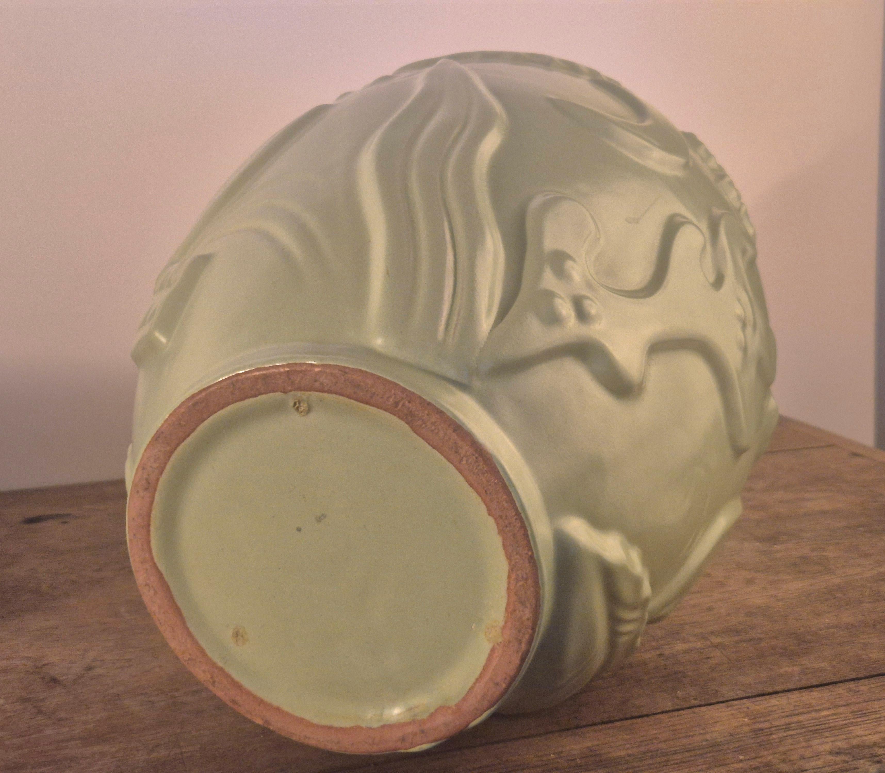 Large earthenware vase with celadon/green glaze, Swedish Modern 3