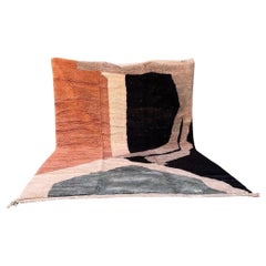 Large Earthy Modern Moroccan Wool Beni M'Rirt Handwoven Rug in Abstract Design