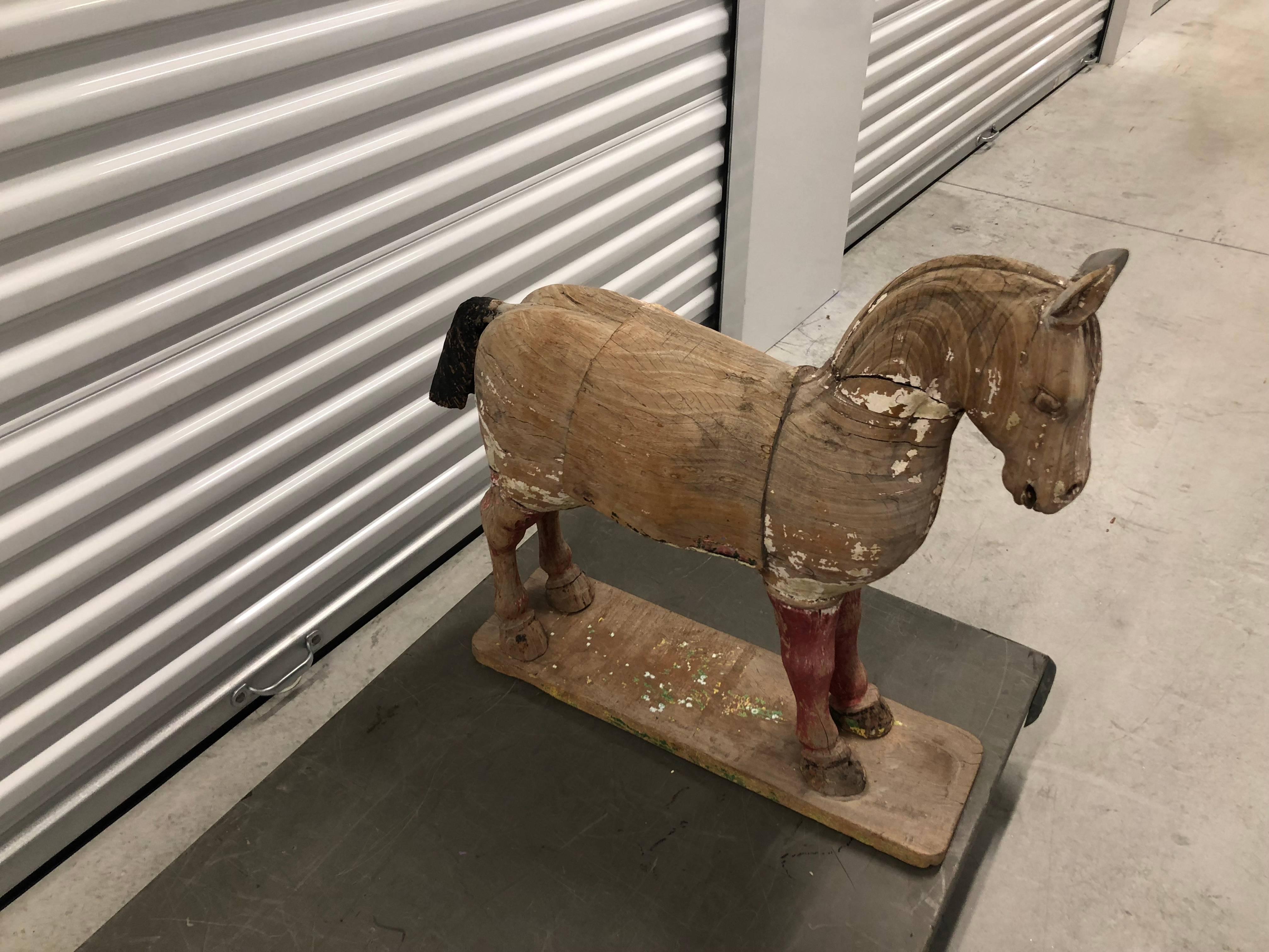 20th Century Large Eastern Carved Figure of a Standing Horse