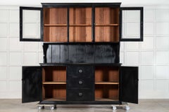 Large Ebonised 19thC English Pine Butlers Pantry Cabinet