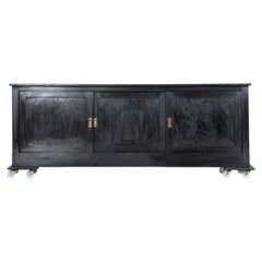 Base de cómoda grande de madera de frutal francesa ebonizada del siglo XIX
