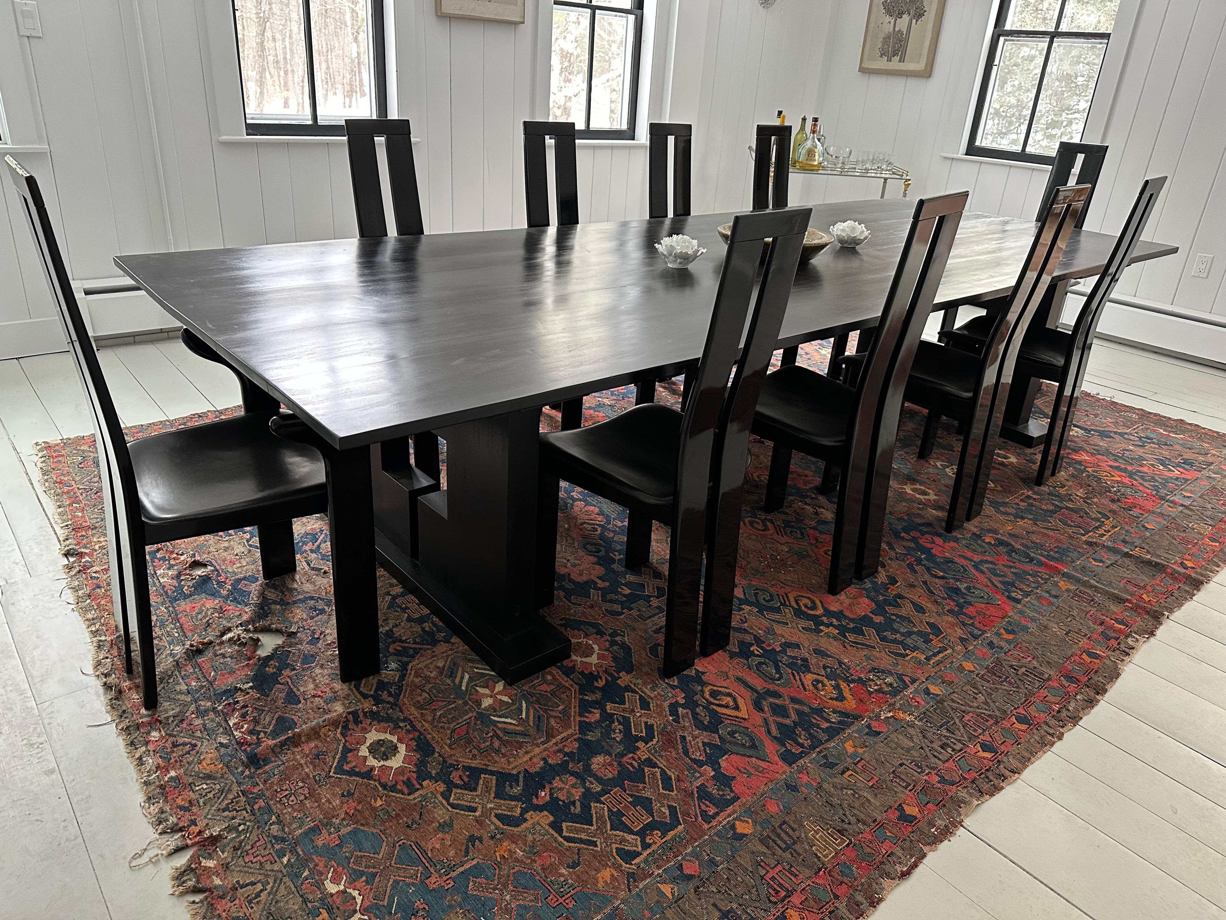 Large Ebonized Dining or Conference Room Table Custom Made by BH&A For Sale 6