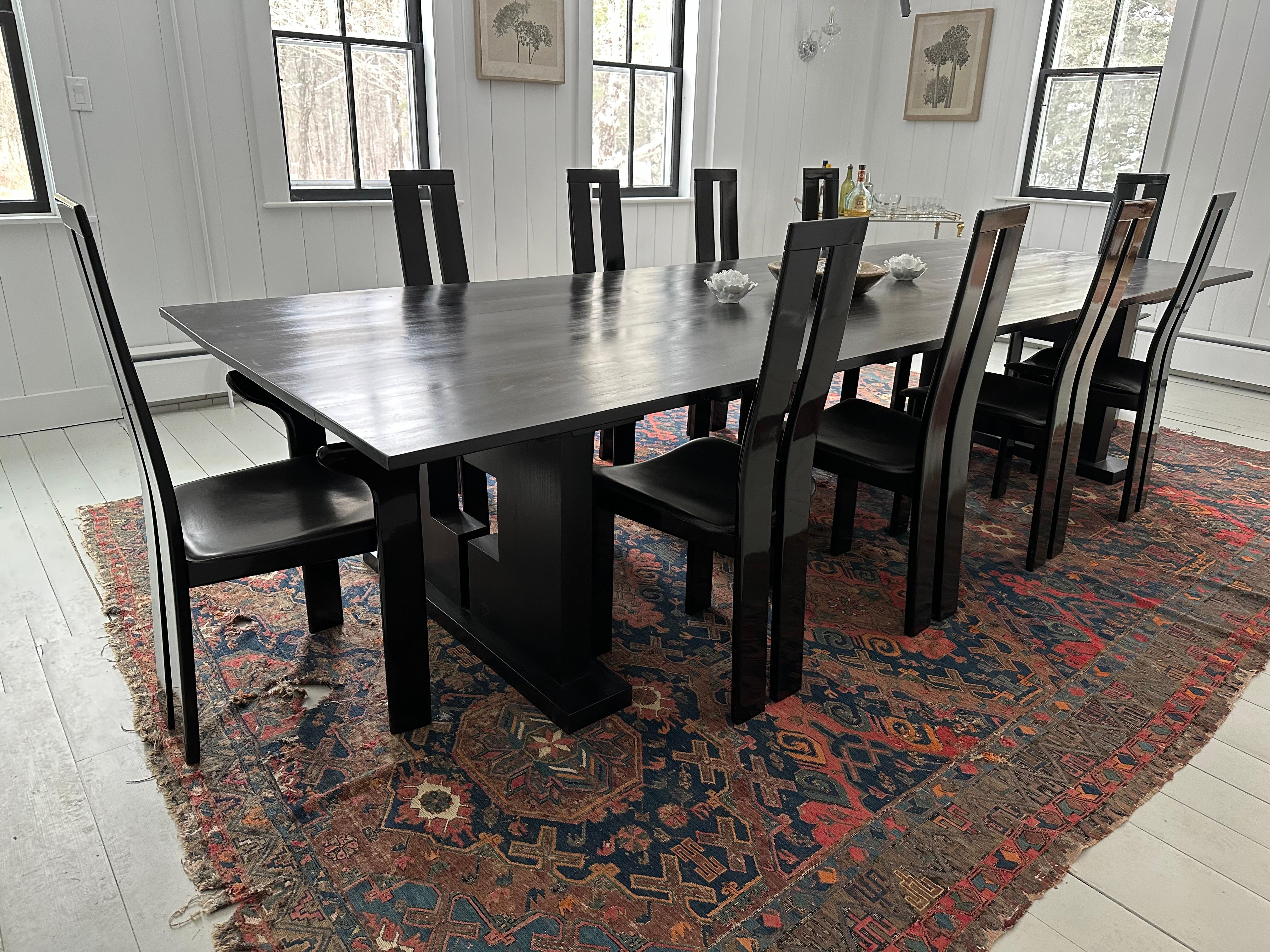 Large Ebonized Dining or Conference Room Table Custom Made by BH&A For Sale 7