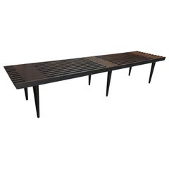 Large Ebonized Mahogany Slat Bench