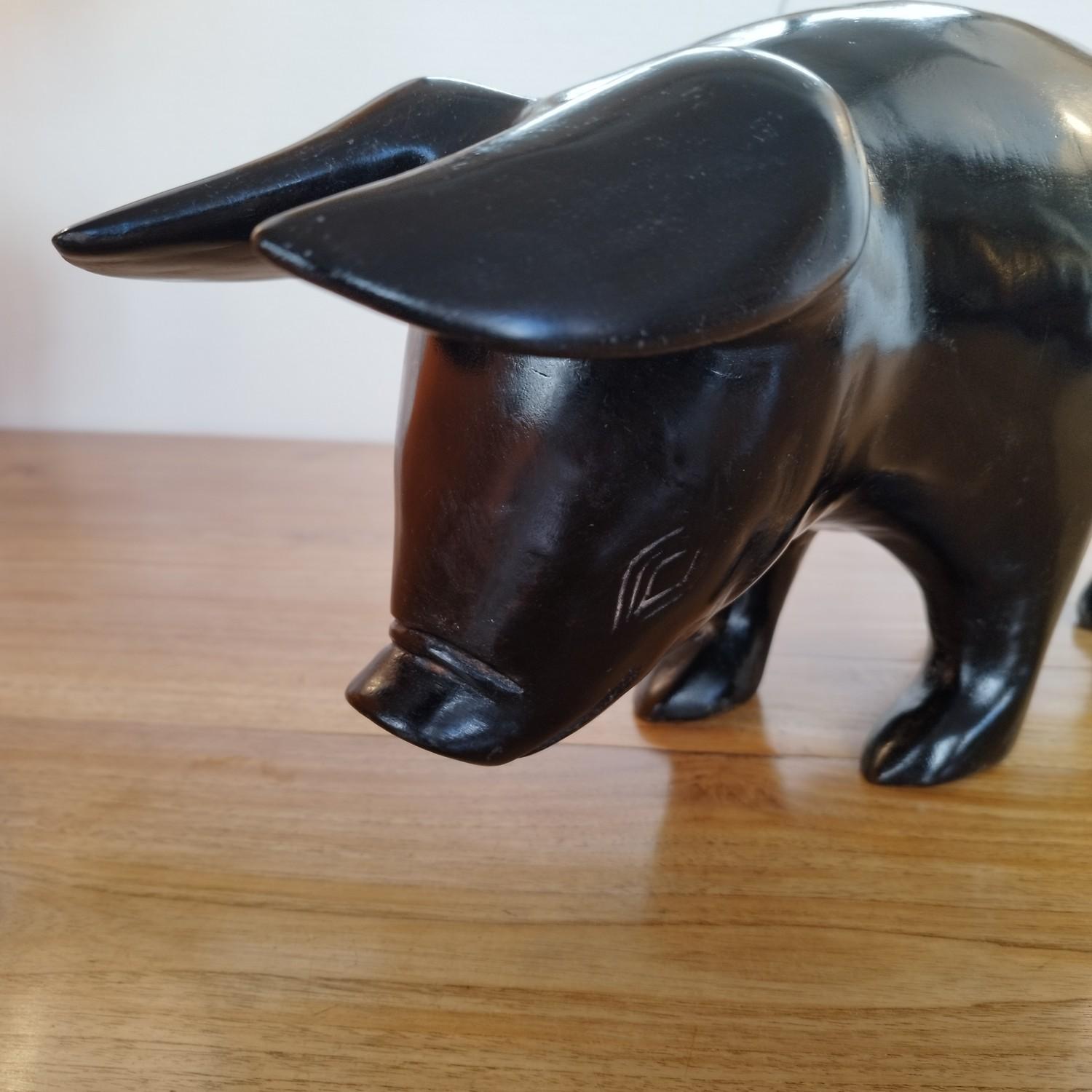 French Large ebonized wood pig