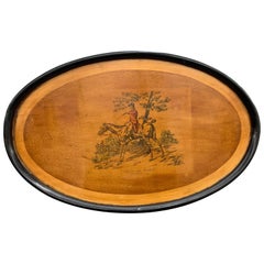 Antique Large Ebonized Wooden Tray, Table or Wall, England, 1930s