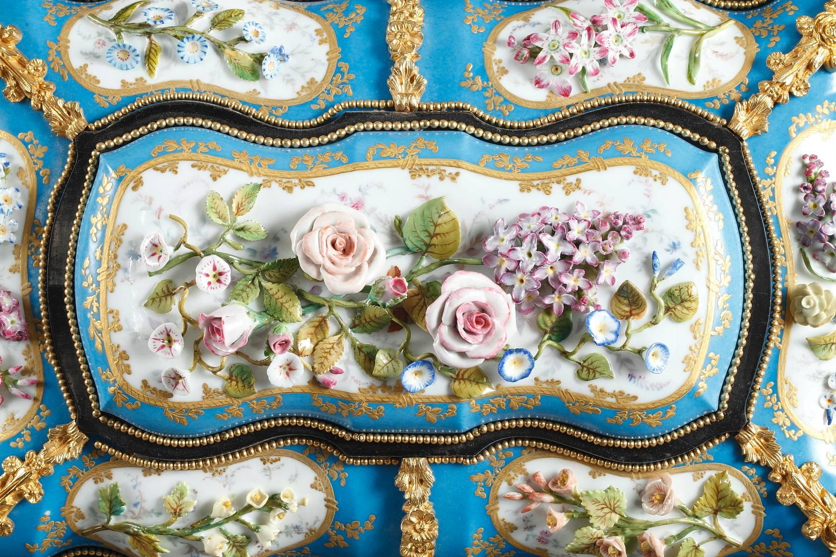 Louis XVI Large Ebony and Porcelain Coffer, Alphonse Giroux
