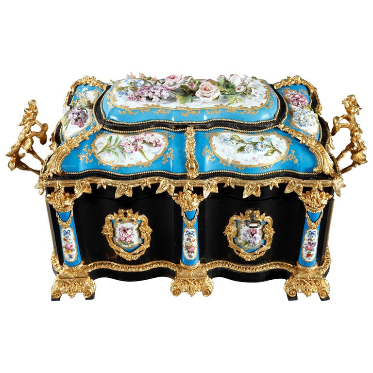 Large Ebony and Porcelain Coffer, Alphonse Giroux at 1stDibs