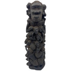 Large 18'' Ebony Wood African Families Tree Sculpture