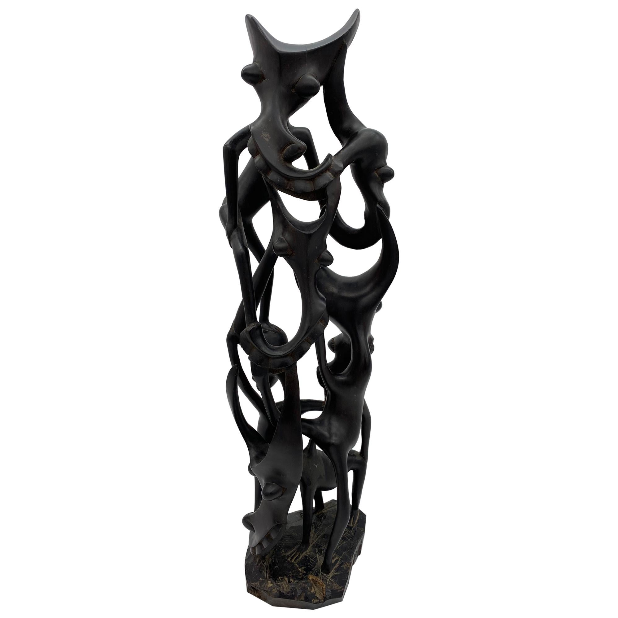 Large Ebony Wood African Sculpture For Sale