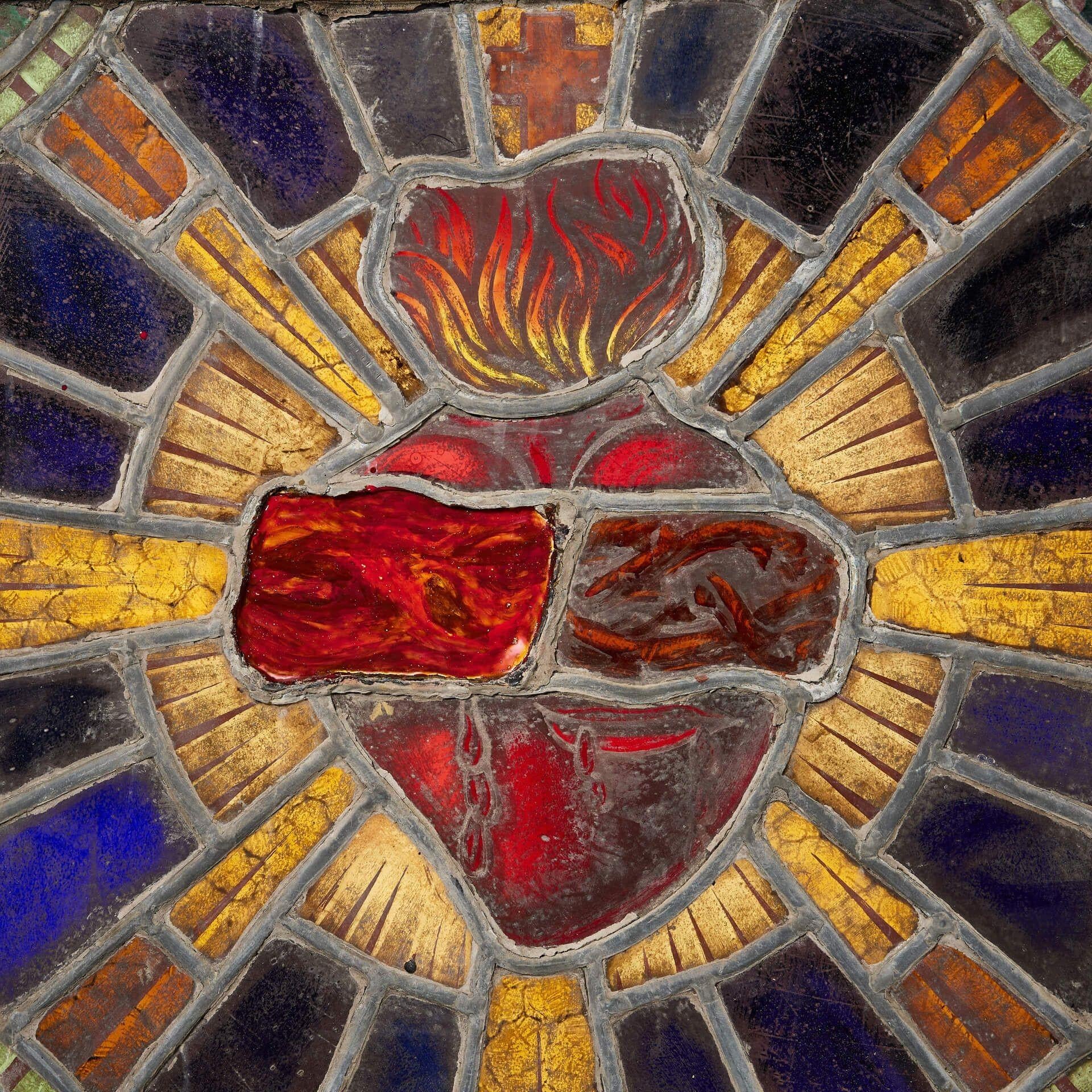 Victorian Large Ecclesiastical 19th Century Roundel Stained Glass Panel For Sale