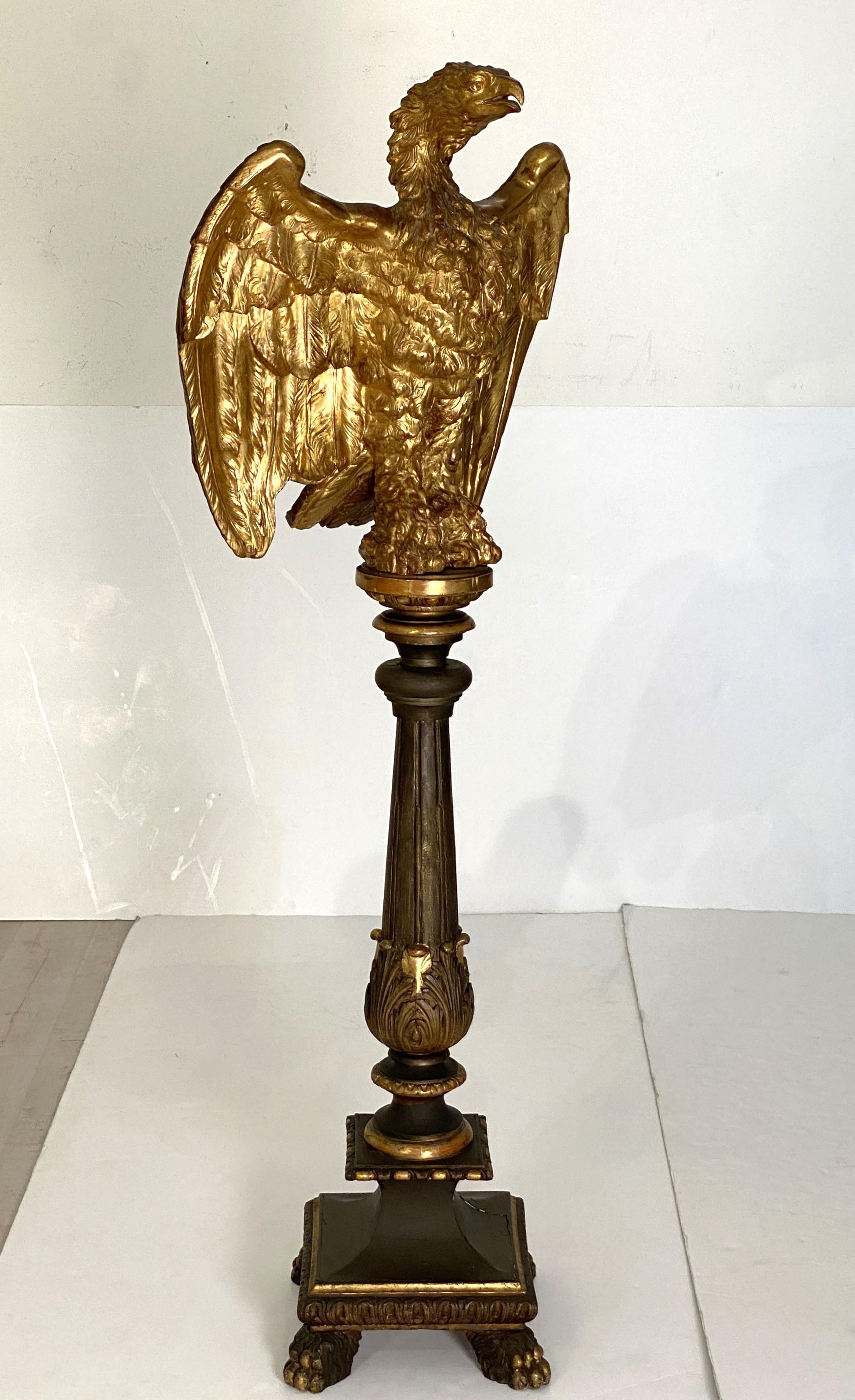 Large Ecclesiastical Carved and Gilded Eagle Lectern from Wales, c.1830 For Sale 6